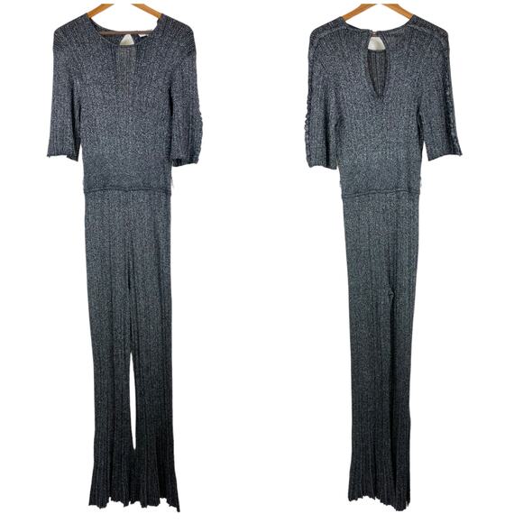 DEREK LAM 10 CROSBY NWT Kailani Ruffle Sleeve Knit Jumpsuit Size L NO BELT - Picture 5 of 11